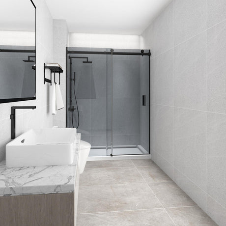 COVEY Wall To Wall Frameless Single Sliding Door Shower Screen Square Handle 1180 - 2000mm