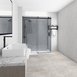 COVEY Wall To Wall Frameless Single Sliding Door Shower Screen Square Handle 1180 - 2000mm