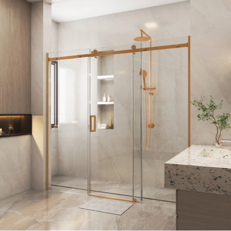 COVEY Wall To Wall Frameless Sliding Door Shower Screen Square Handle (>1400mm - 3 Panels)