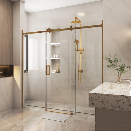 COVEY Wall To Wall Frameless Sliding Door Shower Screen Square Handle (>1400mm - 3 Panels)