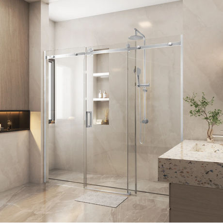 COVEY Wall To Wall Frameless Sliding Door Shower Screen Square Handle (>1400mm - 3 Panels)