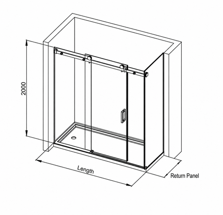 COVEY Wall To Wall Frameless Sliding Door Shower Screen Square Handle (>1400mm - 3 Panels)