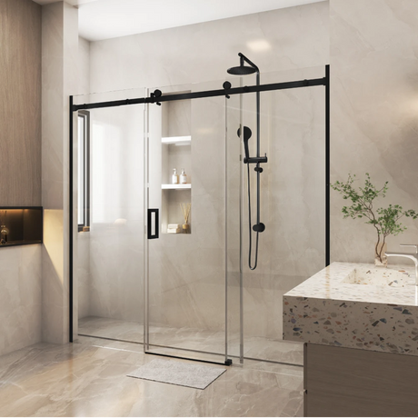 COVEY Wall To Wall Frameless Sliding Door Shower Screen Square Handle (>1400mm - 3 Panels)