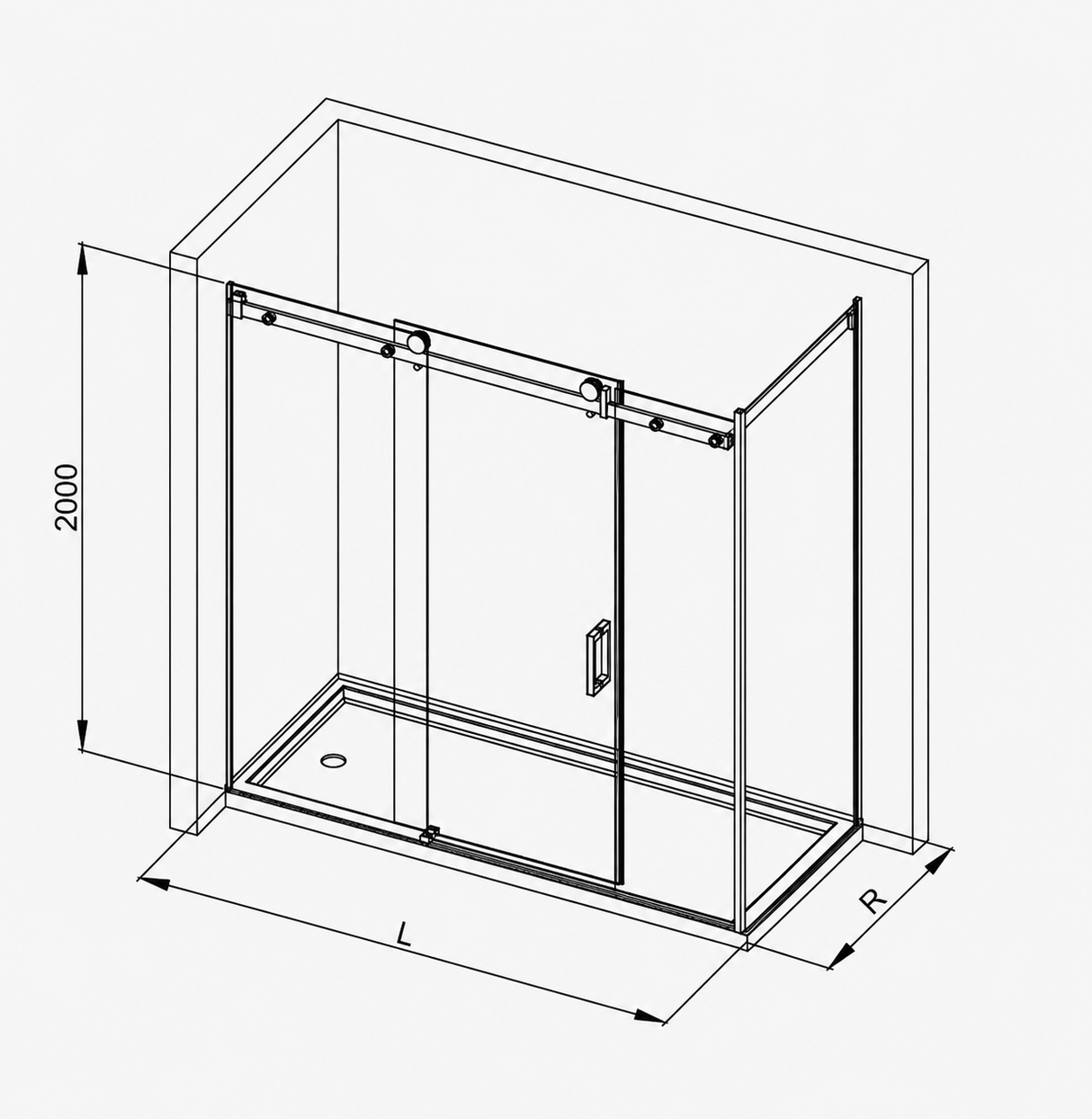 COVEY Wall To Wall Frameless Sliding Door Shower Screen Square Handle (>1400mm - 3 Panels)