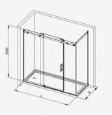 COVEY Wall To Wall Frameless Sliding Door Shower Screen Square Handle (>1400mm - 3 Panels)
