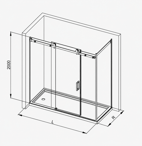 COVEY Wall To Wall Frameless Sliding Door Shower Screen Square Handle (>1400mm - 3 Panels)