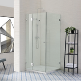 COVEY Wall To Wall L-Shape Square Frameless Pivot Hinge Door Shower Screen