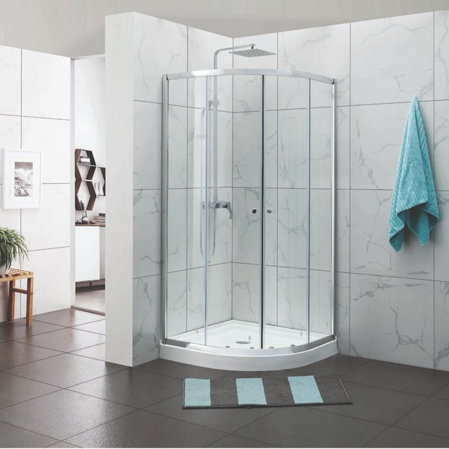 COVEY Wall To Wall Semi-Framed Curved Sliding Door Shower Screen