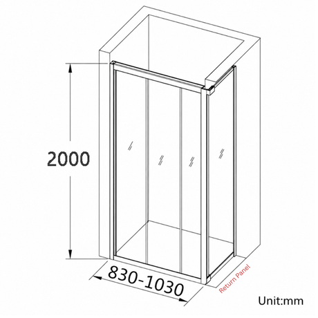 COVEY Wall To Wall Semi-Framed Triple Sliding Door With 3 Panels Shower Screen