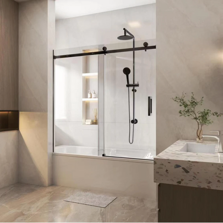 COVEY Wall to Wall Frameless Single Sliding Door Bathtub Screen