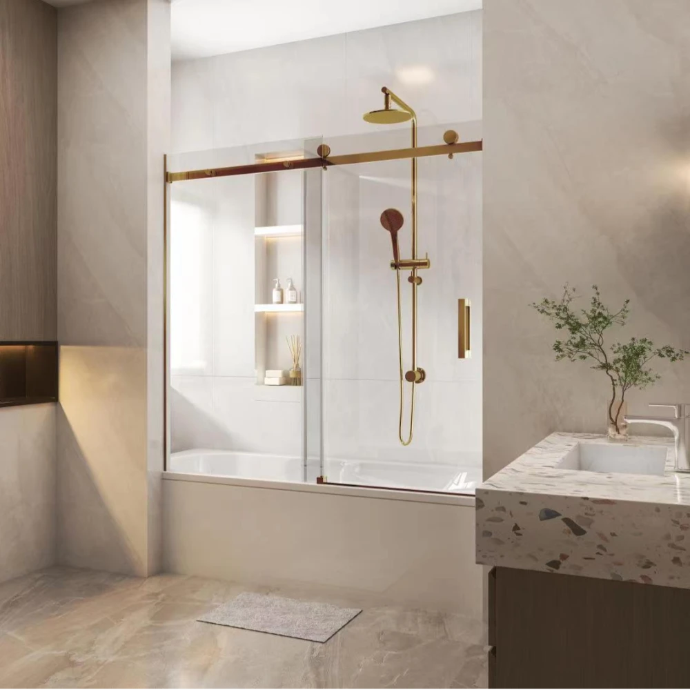 COVEY Wall to Wall Frameless Single Sliding Door Bathtub Screen