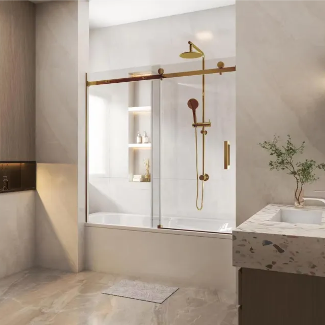 COVEY Wall to Wall Frameless Single Sliding Door Bathtub Screen