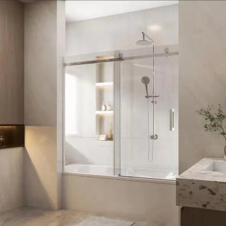 COVEY Wall to Wall Frameless Single Sliding Door Bathtub Screen