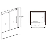 COVEY Wall to Wall Frameless Single Sliding Door Bathtub Screen