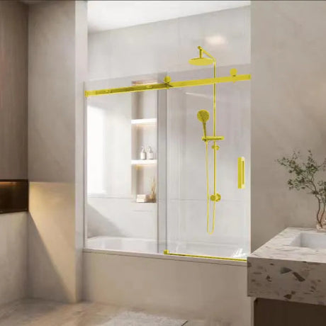 COVEY Wall to Wall Frameless Single Sliding Door Bathtub Screen