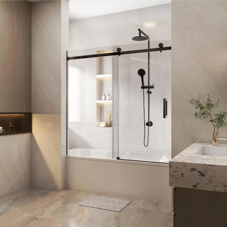 COVEY Wall to Wall Frameless Single Sliding Door Bathtub Screen
