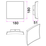 CRISTAL: LED Tri-CCT Exterior Curved Square Wall Lights IP65