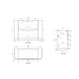 CURVA Floor Stading Curve Vanity Matte White (All Sizes) drawing-1200mm