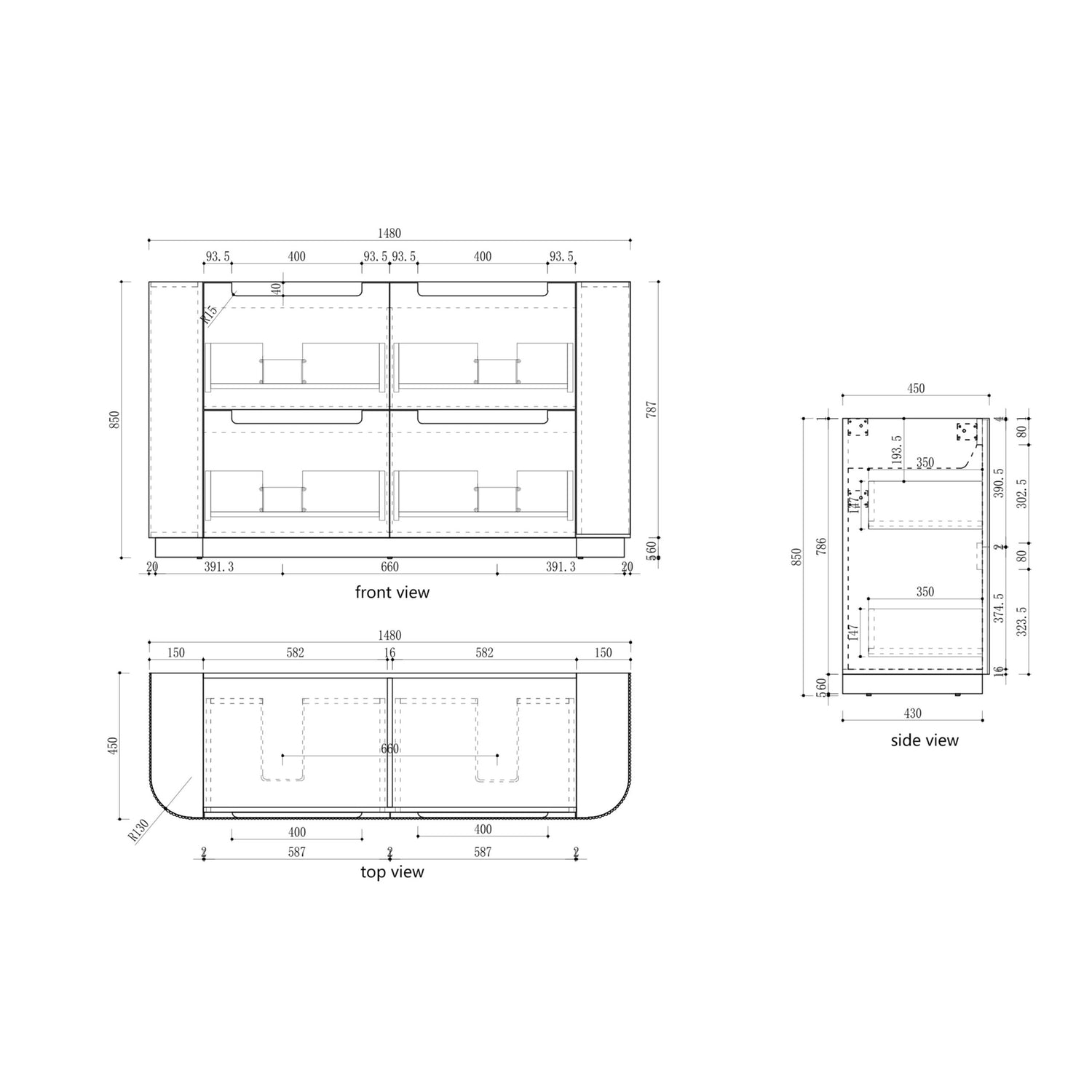 CURVA Floor Stading Curve Vanity Matte White (All Sizes)-1500mm