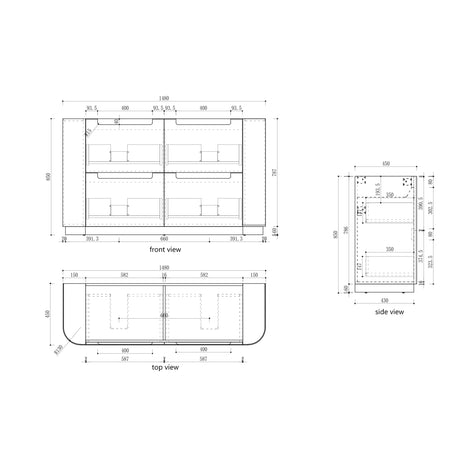 CURVA Floor Stading Curve Vanity Matte White (All Sizes)-1500mm