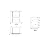 CURVA Floor Stading Curve Vanity Matte White (All Sizes)-drawing 900