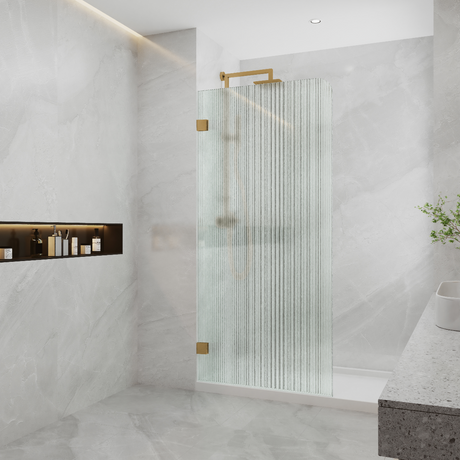 COVEY Frameless Walk-in Single Panel Curved Corner Fluted/ Narrowline Shower Screen