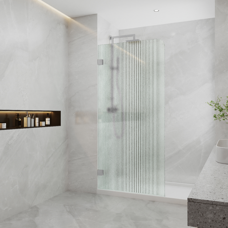 COVEY Frameless Walk-in Single Panel Curved Corner Fluted/ Narrowline Shower Screen