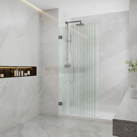 COVEY Frameless Walk-in Single Panel Curved Corner Fluted/ Narrowline Shower Screen