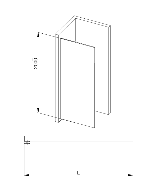 COVEY Frameless Walk-In Single Panel Clear Shower Screen (U Channel)
