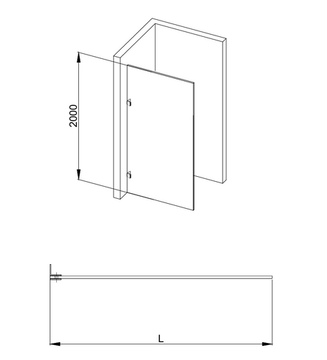 COVEY Frameless Walk-in Single Panel Fluted Glass Shower Screen