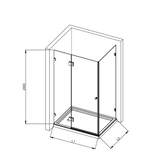 COVEY Wall To Wall L-Shape Square Frameless Pivot Hinge Door Shower Screen