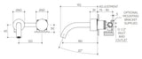 Cahya Wall Basin/Bath Progressive Mixer Set 180 Curved Spout Lead Free drawing