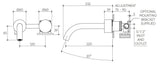 Cahya Wall Basin/Bath Progressive Mixer Set 220 Curved Spout Lead Free drawing