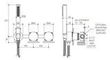 Cahya Wall Progressive Mixer with Diverter & Hand Shower Lead Free drawing