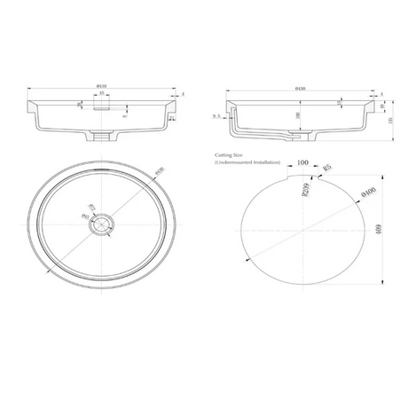 Calypsa - Semi-Inset - 430 x 430 x 135mm