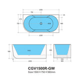 Capri Back to Wall Bathtub (LeftCorner/ Gloss White/Matte White) (1500/1700mm)