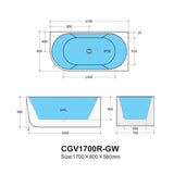 Capri Back to Wall Bathtub (LeftCorner/ Gloss White/Matte White) (1500/1700mm)