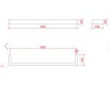 Thermorail Square with Curved Corners Single Rail - 640x40x100mm - 23Watts