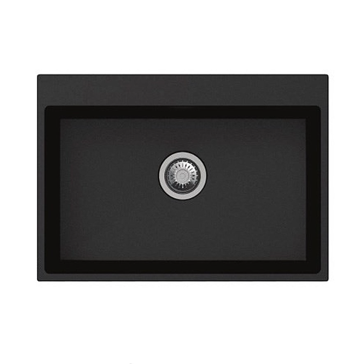 Carysil Black Single Bowl Granite Stone Kitchen Sink Top/Under Mount 680 x 500 x 220mm