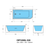 Casey Corner Back to Wall Bathtub Without Overflow