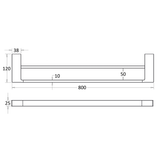 Ceram Double Towel Rail 800 mm Drawing