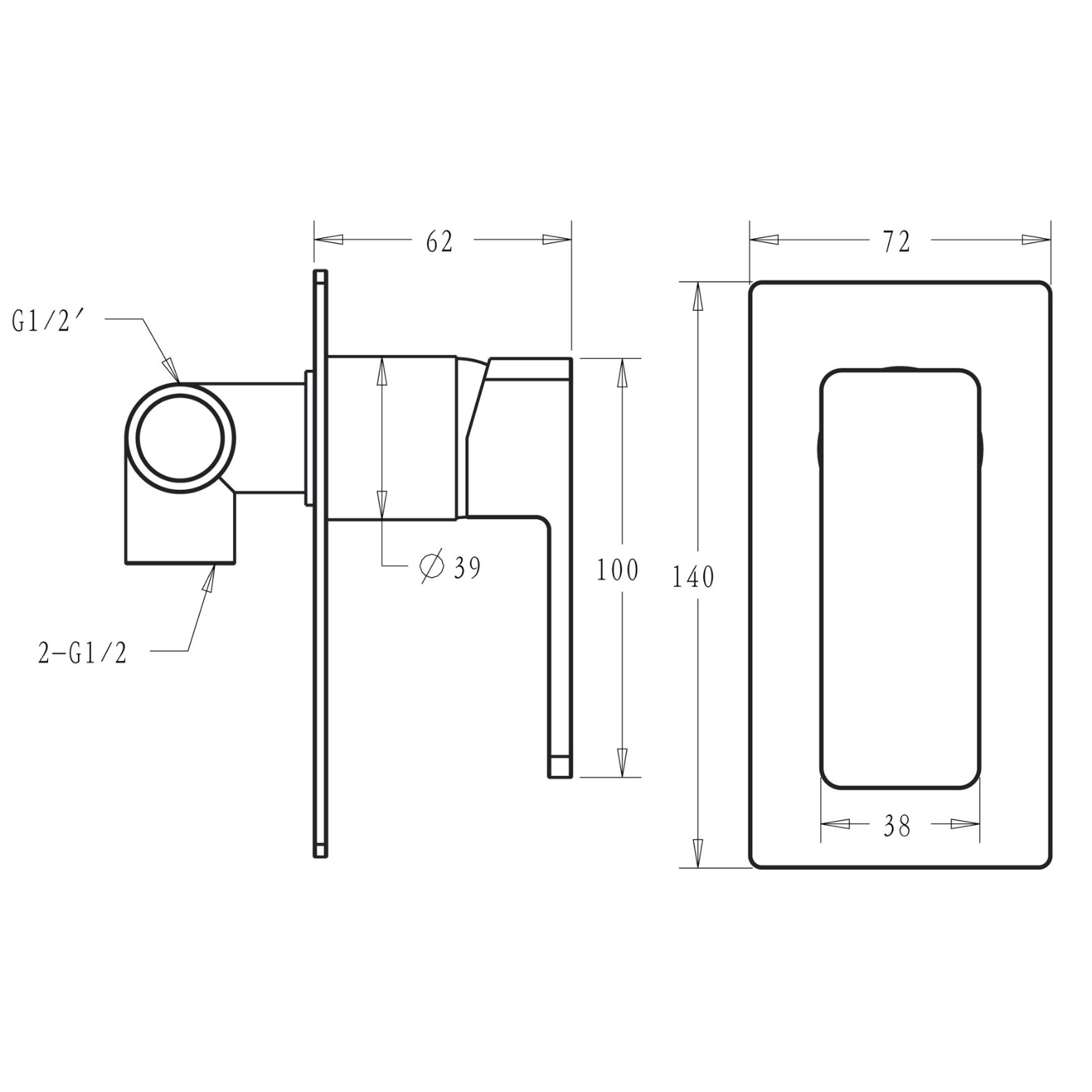 Ceram Wall Mixer Drawing