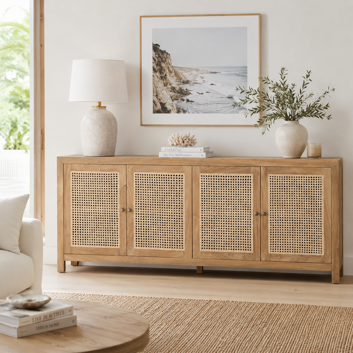 Charleston Four Door Teak Sideboard – Natural - 2m
