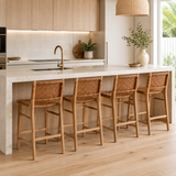 Paloma Leather Counter Stool - Tan Woven