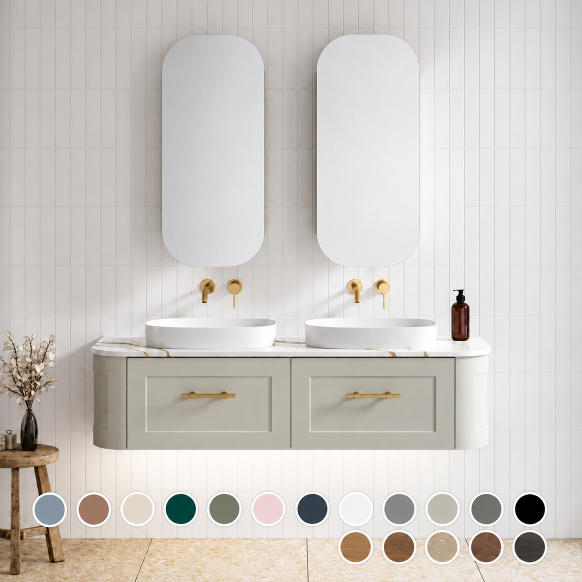 Timberline SANTOS Fluted Wall Hung Vanity (All Sizes)