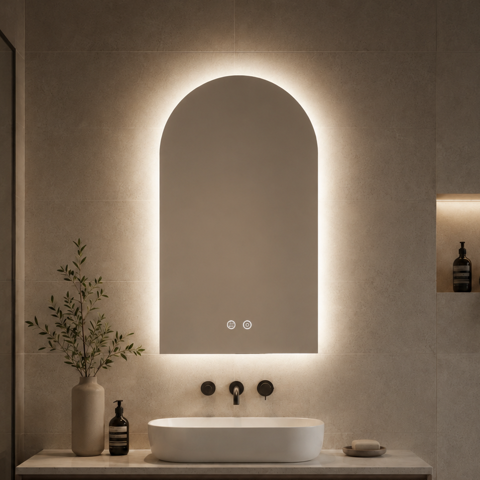 RIVA AR1 Backlit LED Arch Frameless Mirror 800/900mm
