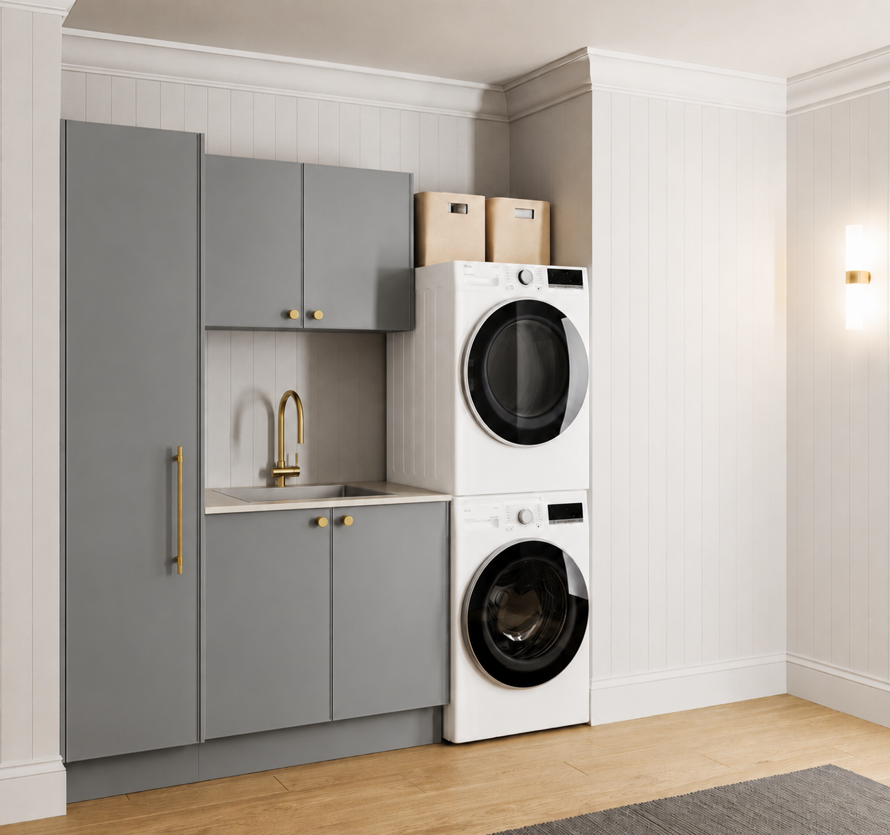 Timberline Custom 1350mm Laundry With Tall And Wall Cabinet Package