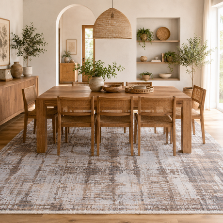 Cherie Distressed Look Watercolour Beige Grey Rug - CH08