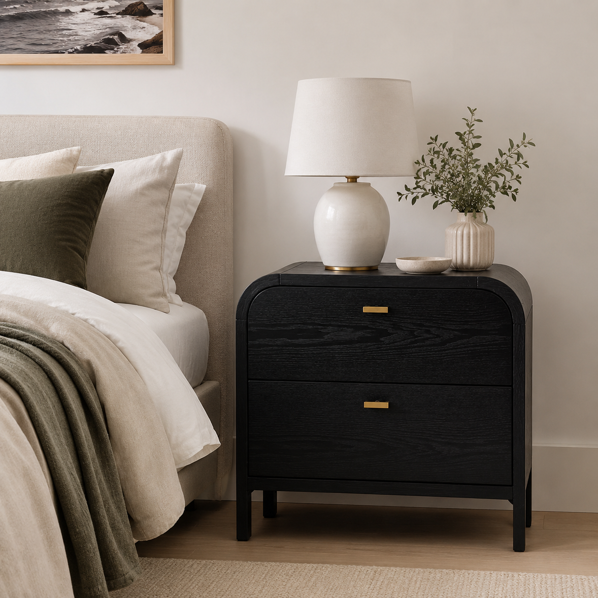 Chisholm Oak Bedside Table - Black