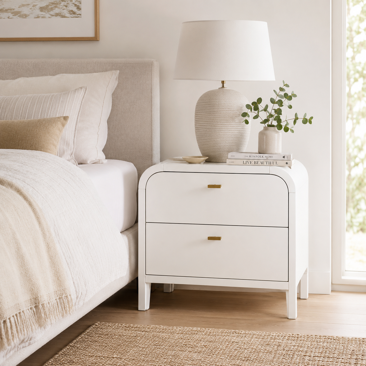 Chisholm Oak Bedside Table - White